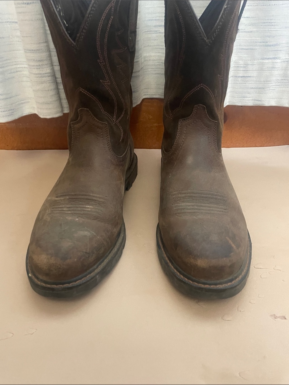 Ariat Brown Leather Cowboy Work Boots